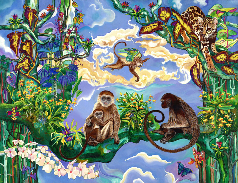 Monkeys in Jungle — Green