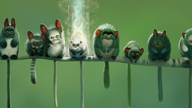 Monkeys on a Branch — Green, Serene