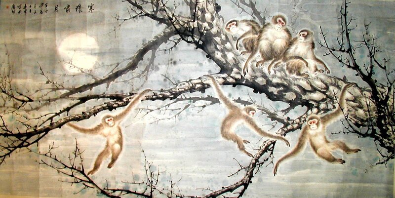 Monkeys on Tree Branches
