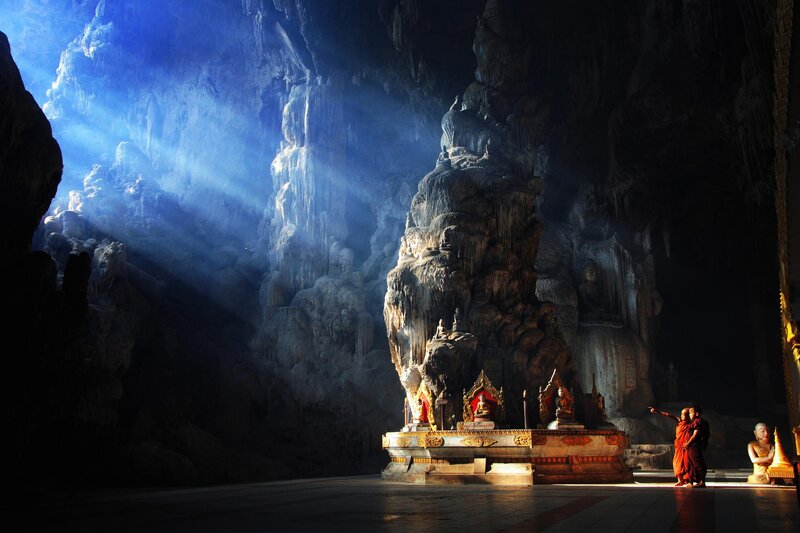 Monks in a Cave Temple