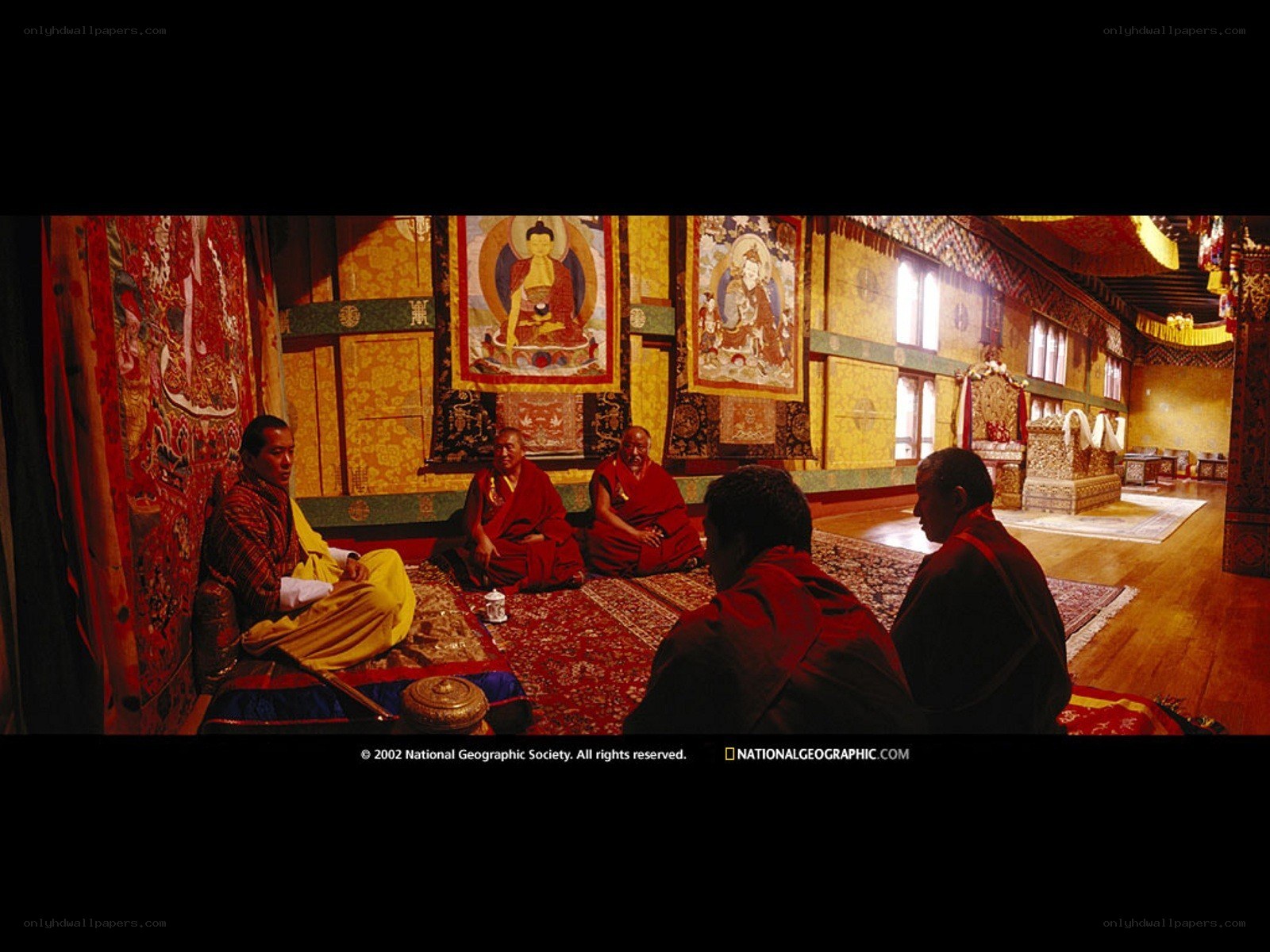 Monks in a temple hall