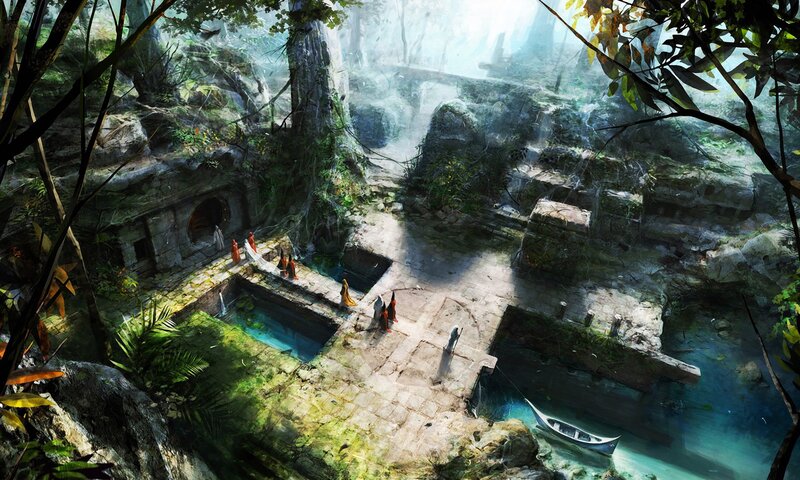 Monks in Ancient Ruins