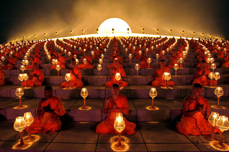 Monks in Orange Robes — Serene