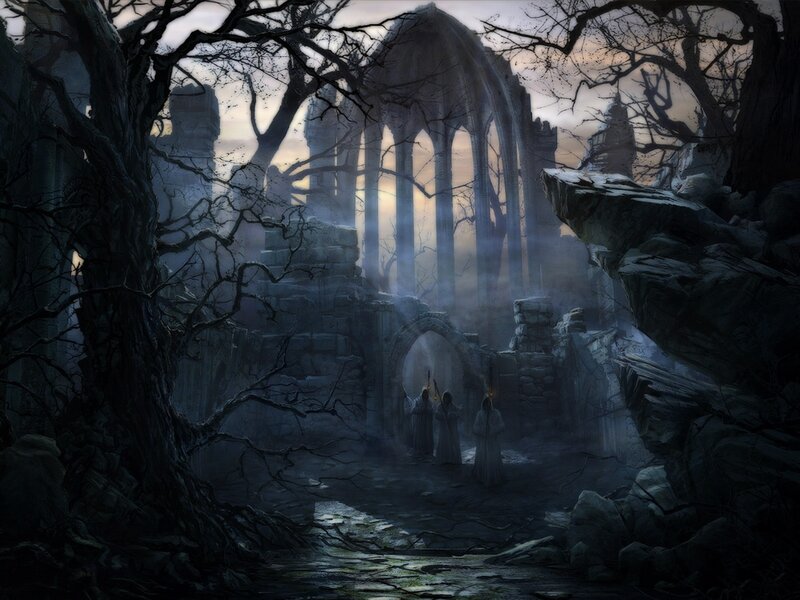 Monks in Ruins — Gray