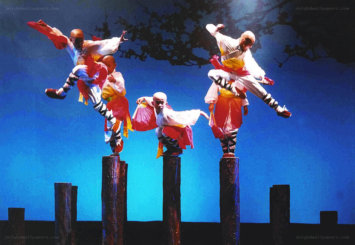 Monks performing martial arts