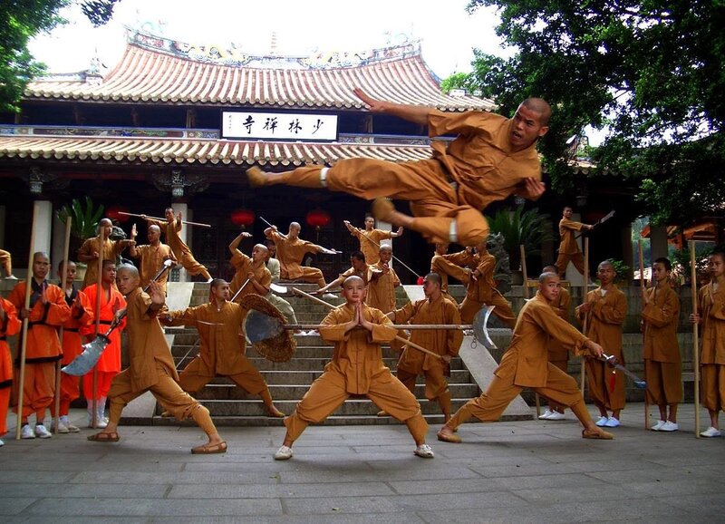Monks Practicing Martial Arts — Brown