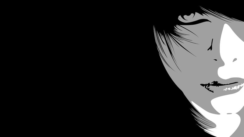 monochrome anime portrait