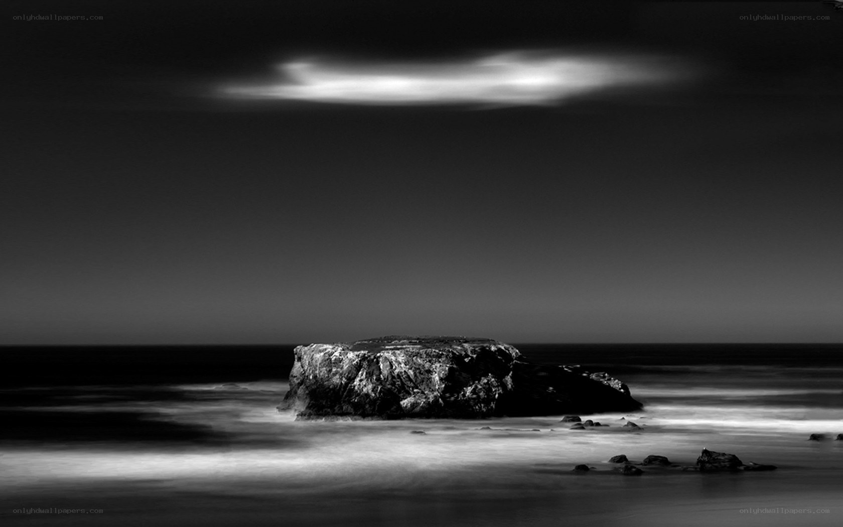 Monochrome coastal rock formation