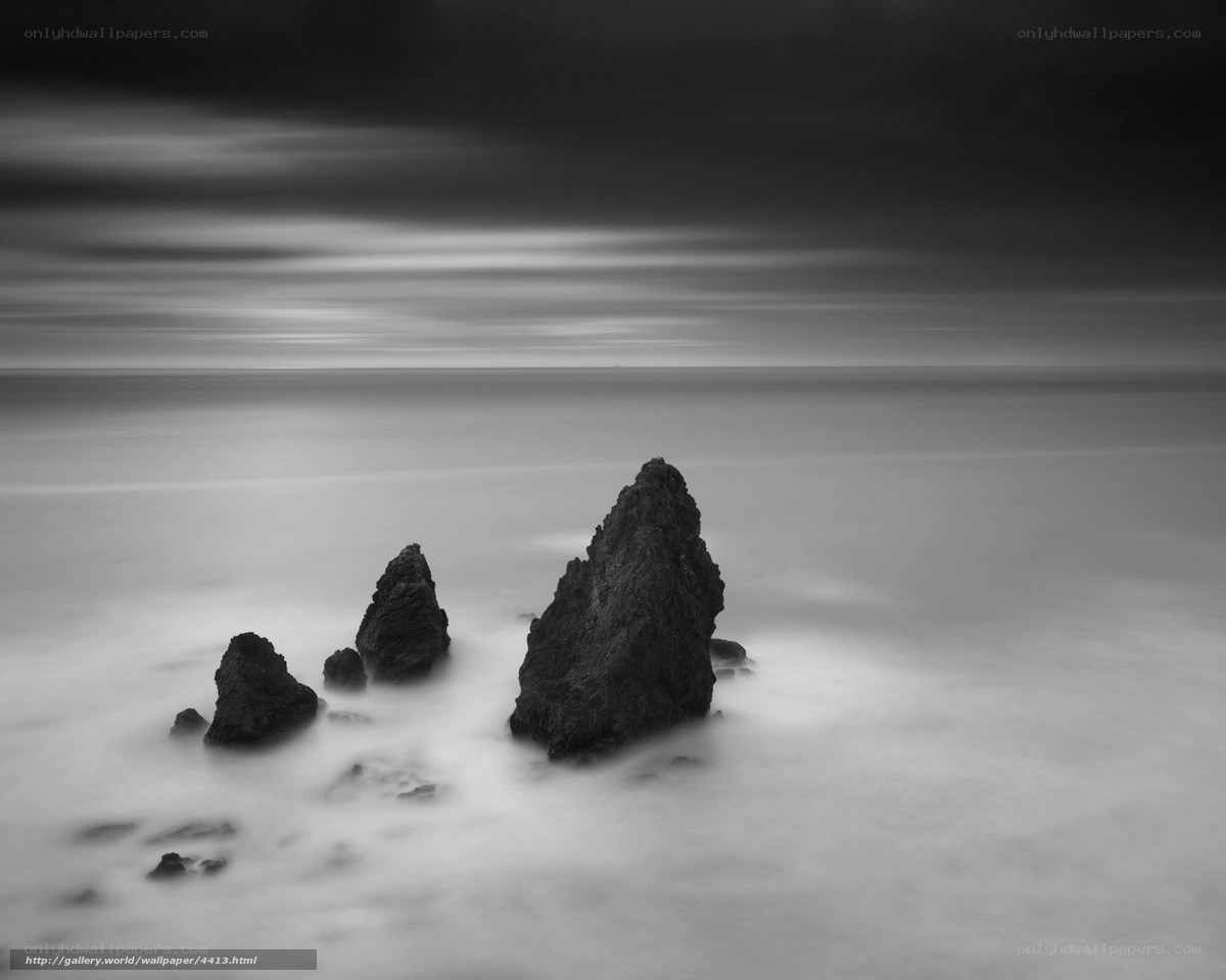 Monochrome coastal rocks