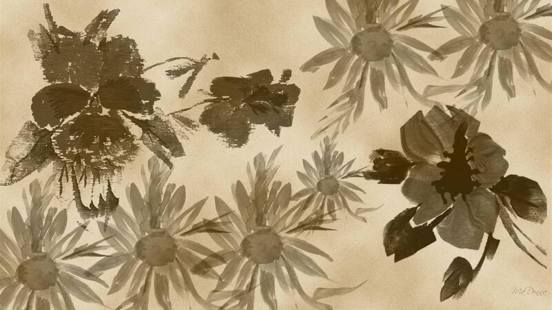 Monochrome Floral Watercolor