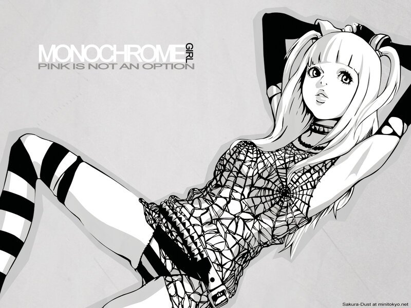 monochrome girl illustration