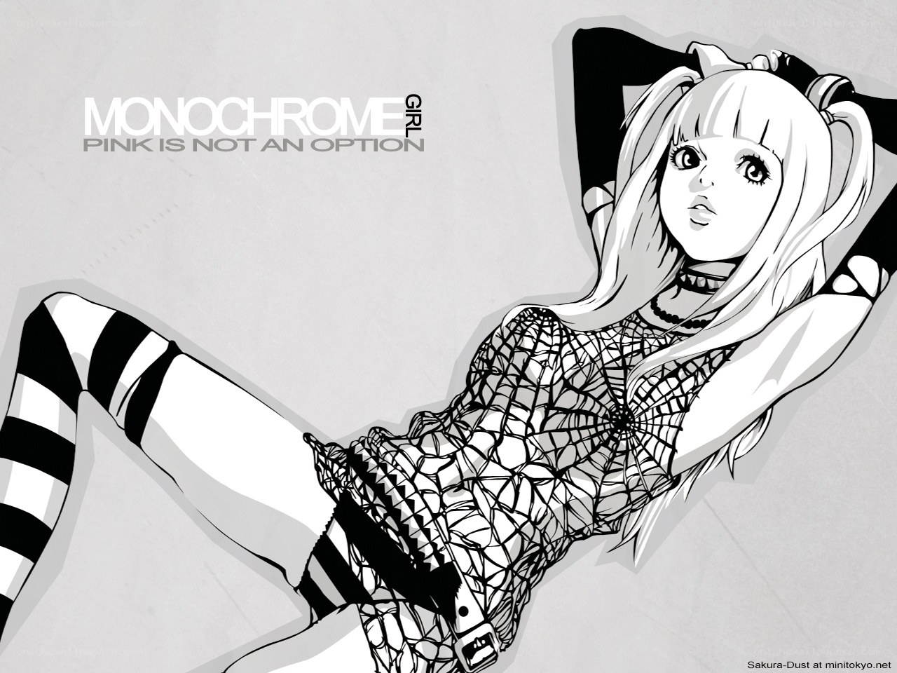 monochrome girl illustration