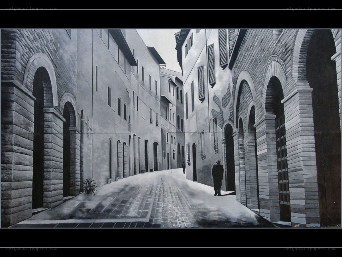 monochrome street mural