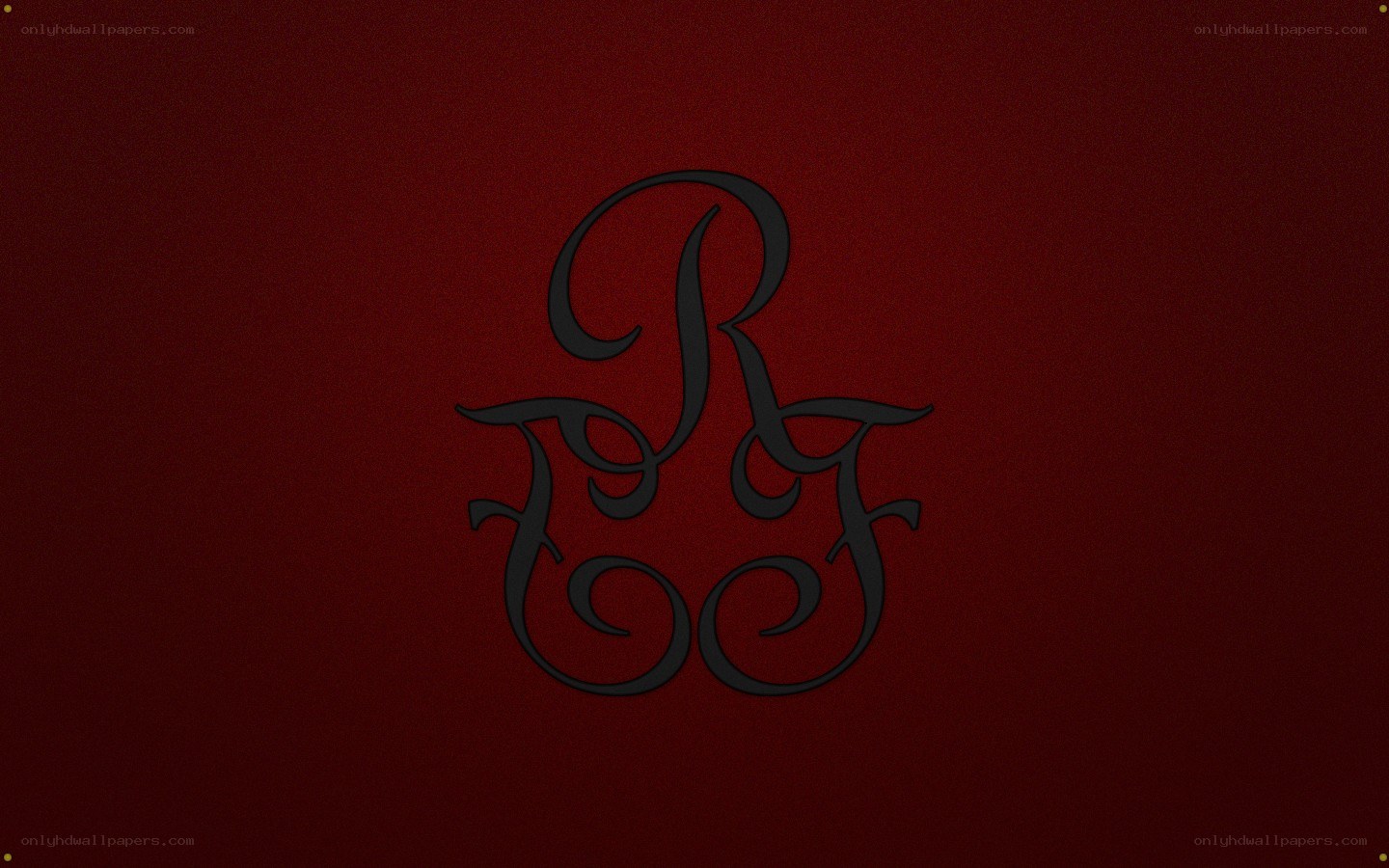 monogram logo on red background