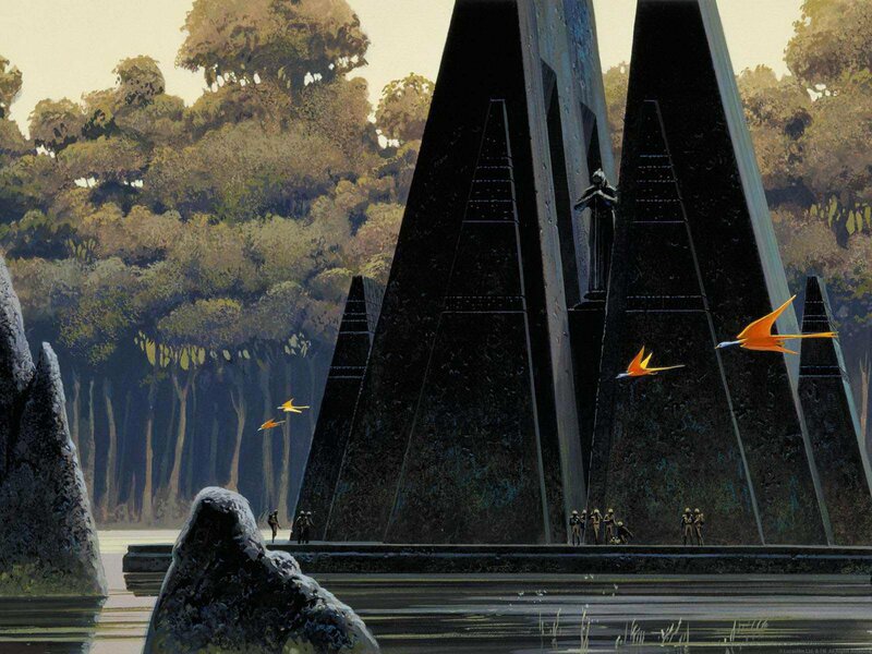 Monoliths in a forest clearing