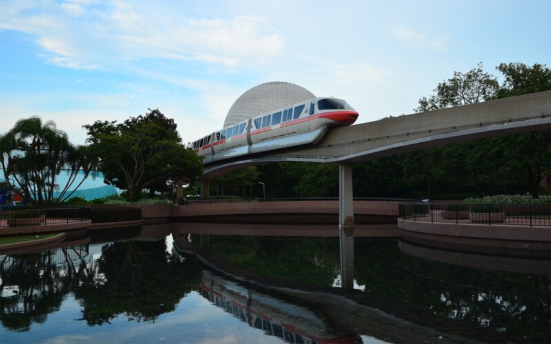 Monorail on Elevated Track — Blue