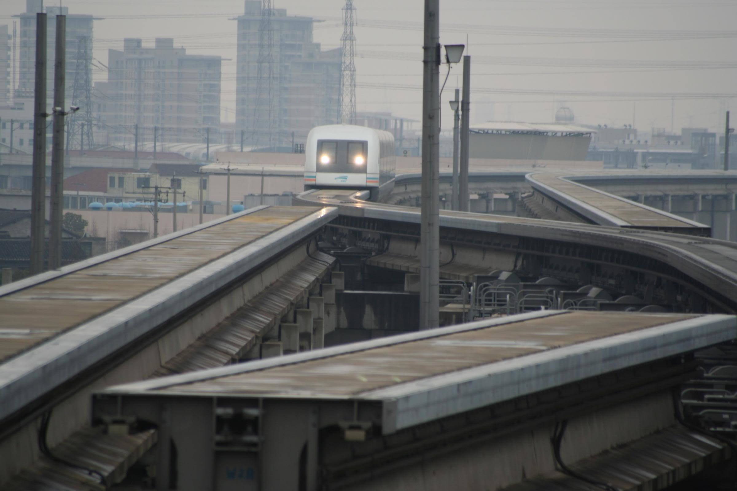 monorail train on elevated track