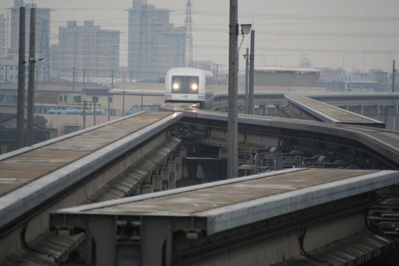 Monorail Train on Tracks
