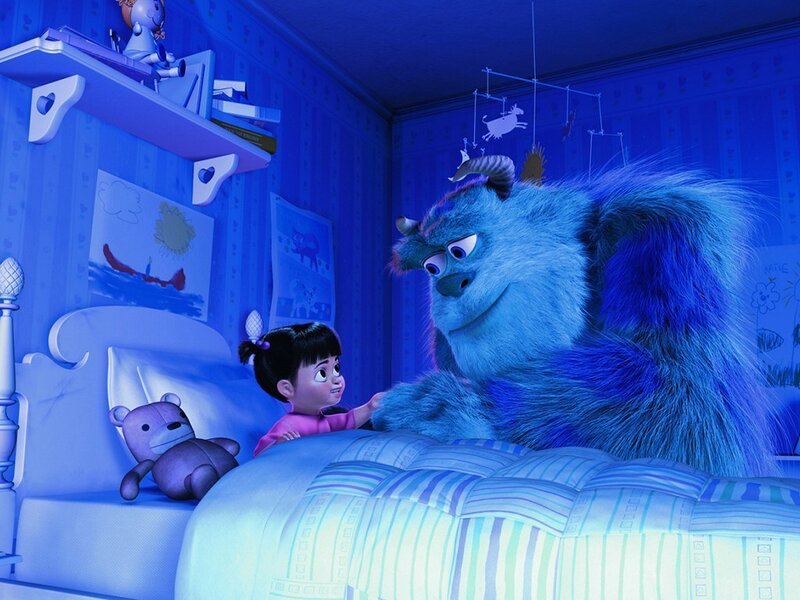 Monster and child in bedroom