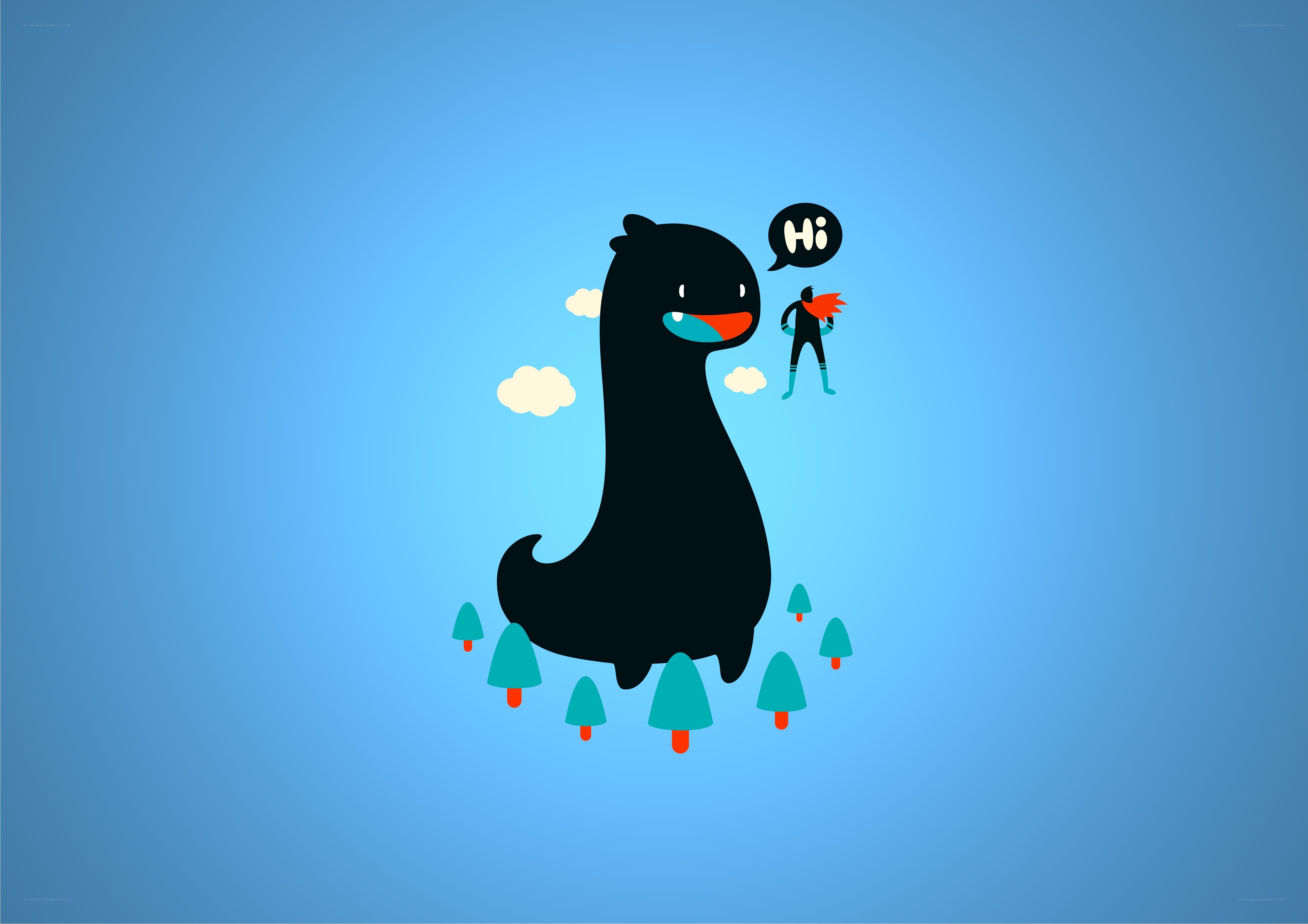 monster and superhero greeting
