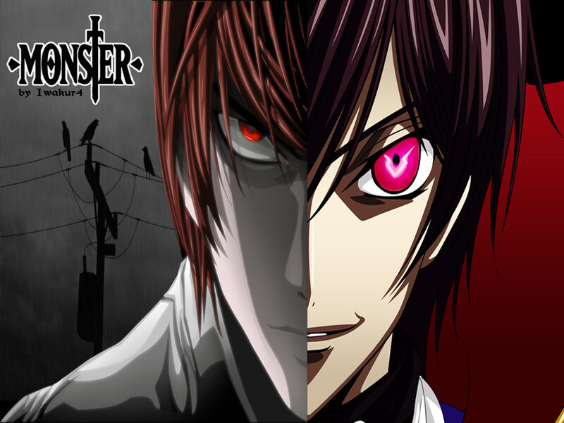 Monster anime character split screen