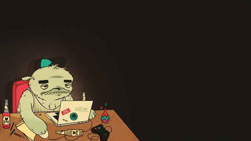 monster at a laptop