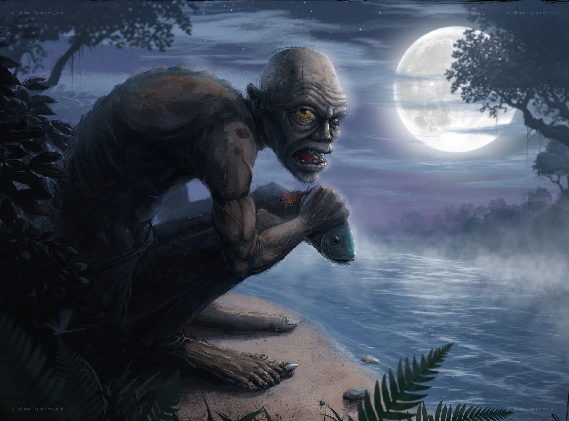 Monster by the river at night
