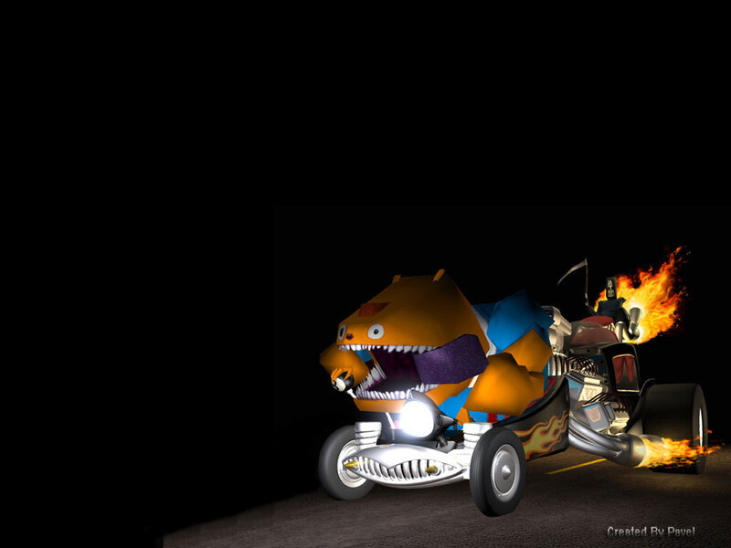 Monster car racing at night