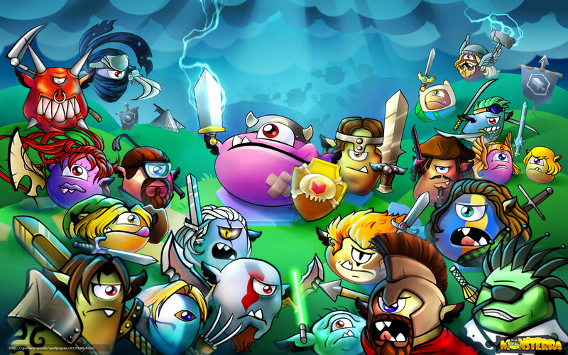 Monster characters in battle