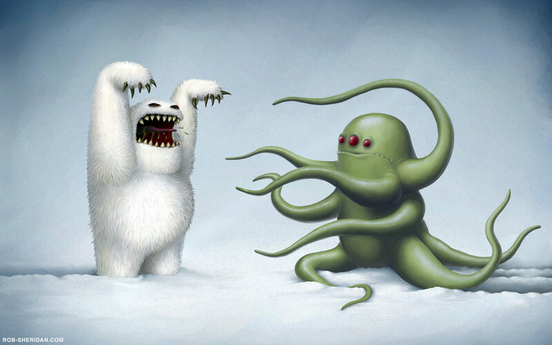 Monster confrontation in snow