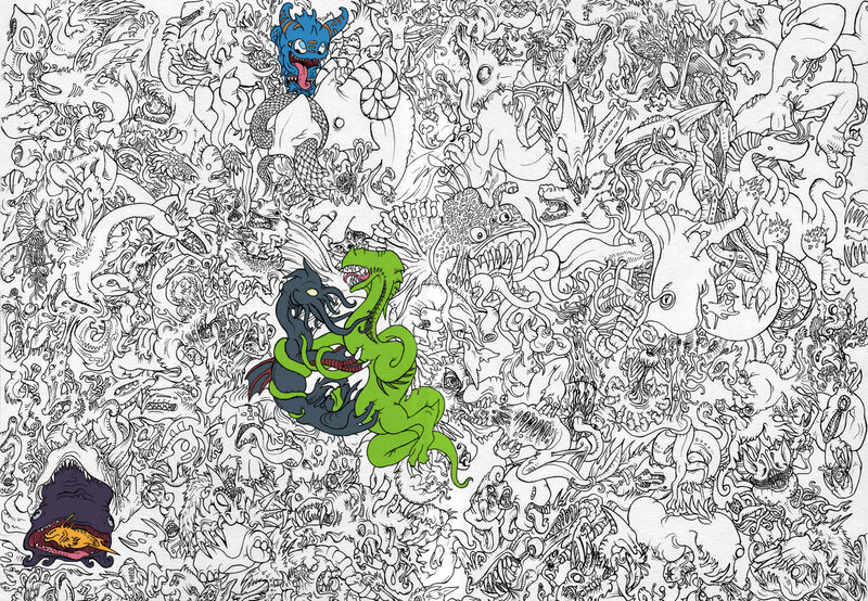 monster doodle collage