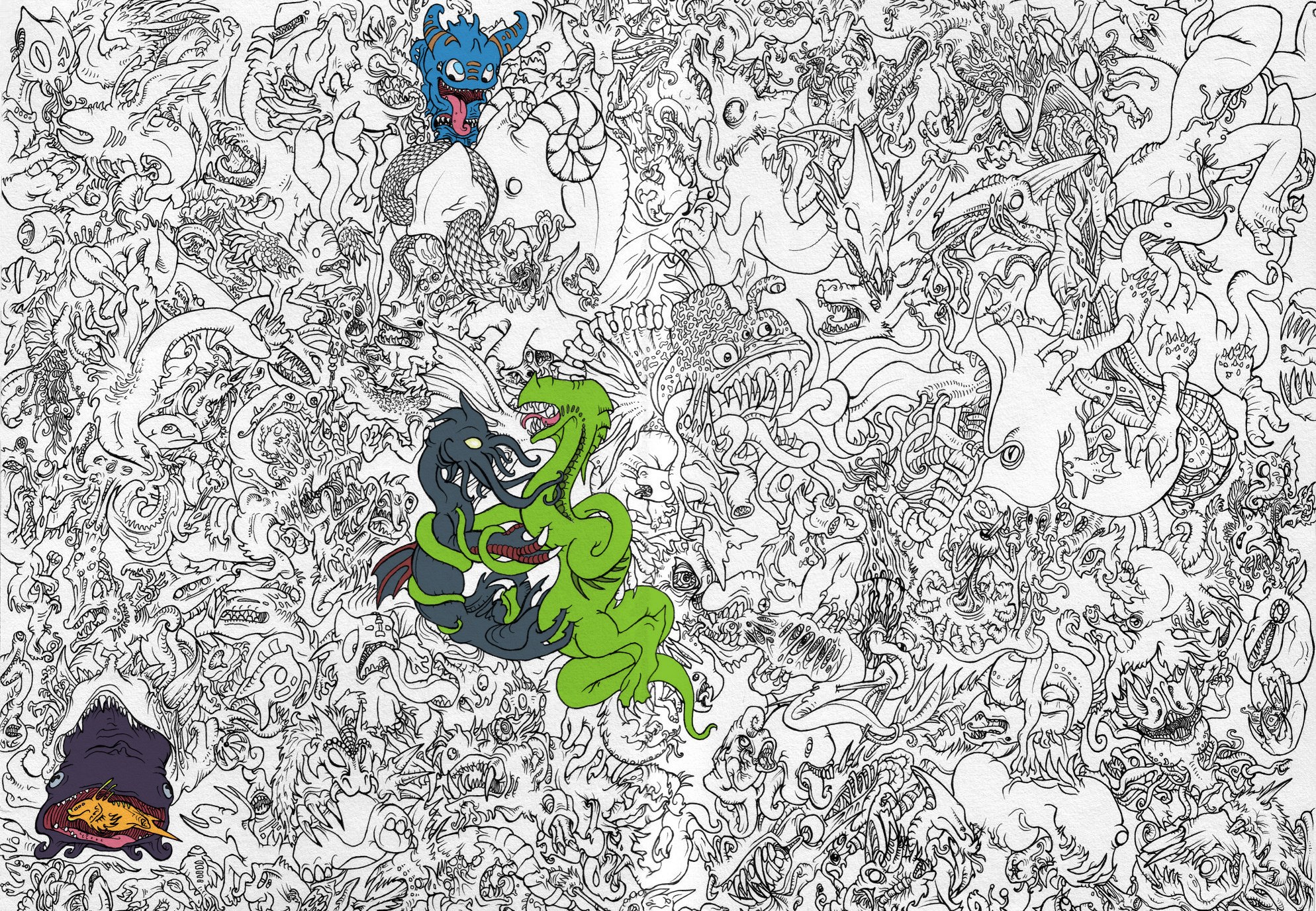 monster doodle collage