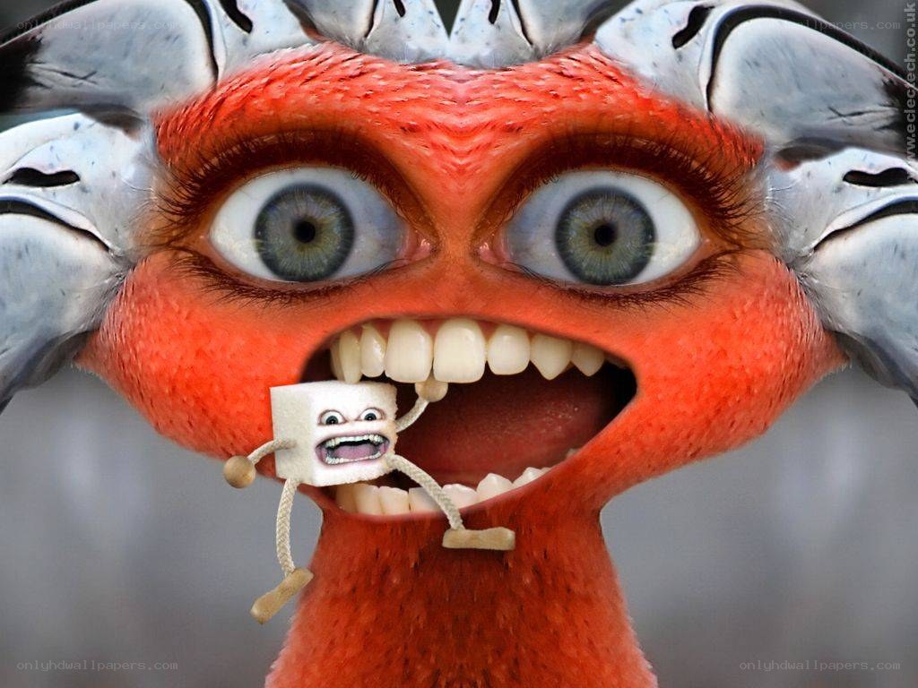 Monster eating a marshmallow