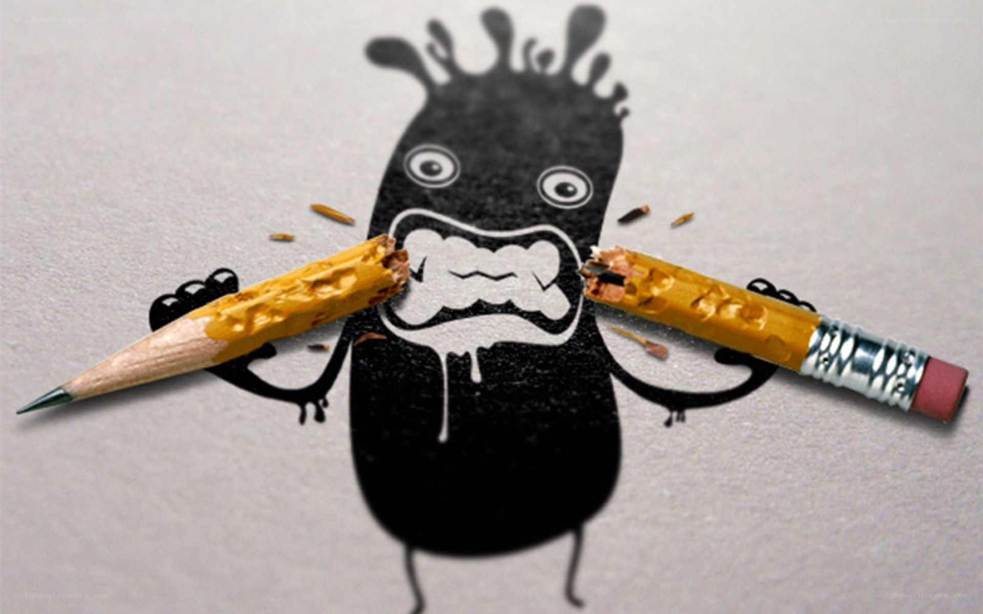 Monster eating pencils