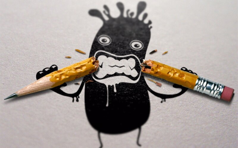 Monster eating pencils