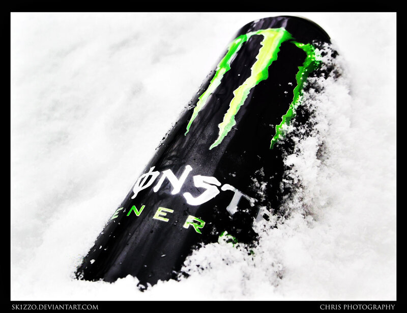 Monster Energy Can in Snow — Black