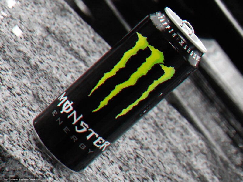 Monster Energy can on textured surface