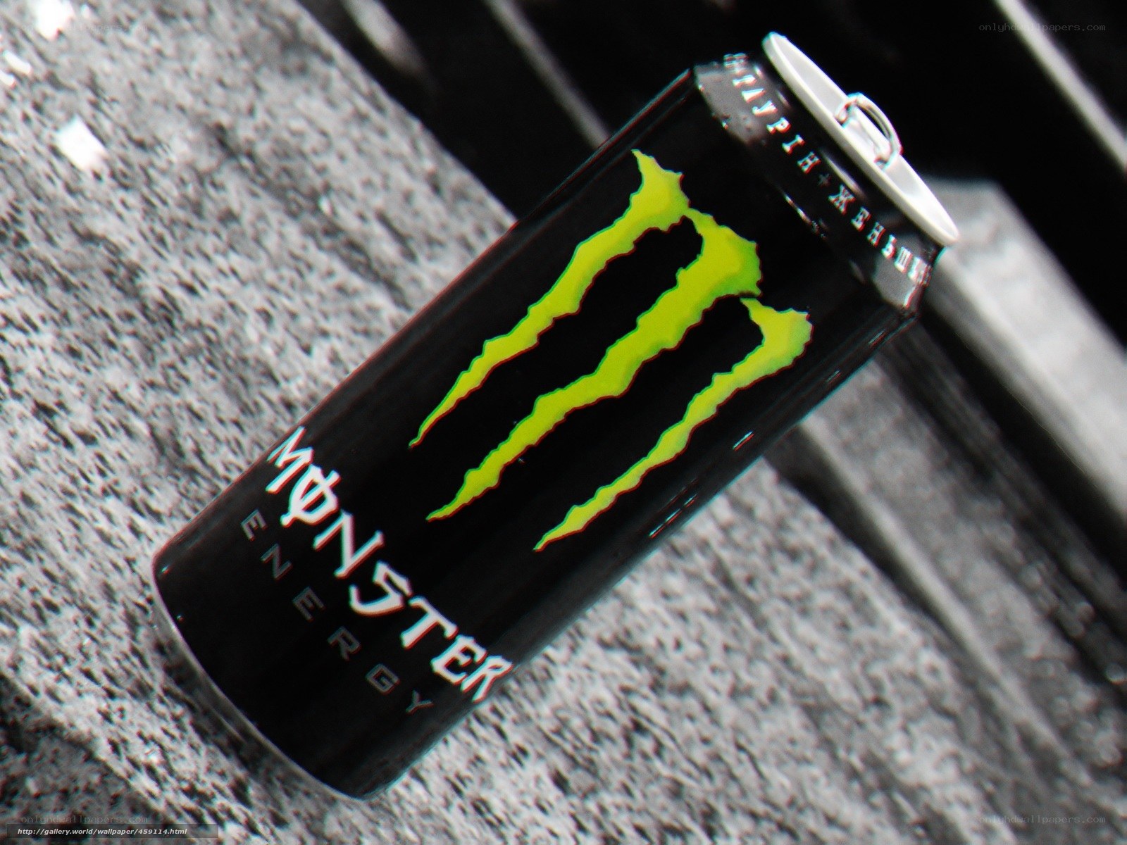 Monster Energy can on textured surface