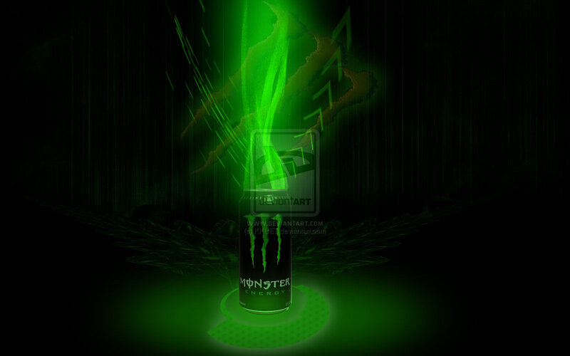Monster Energy can with green glow