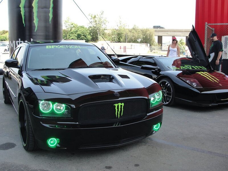 Monster Energy cars at event