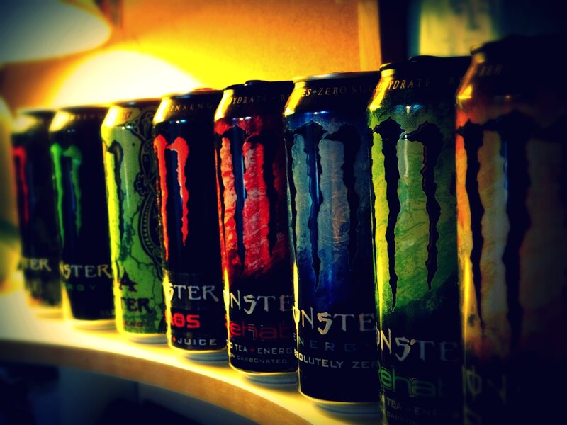 Monster energy drink cans