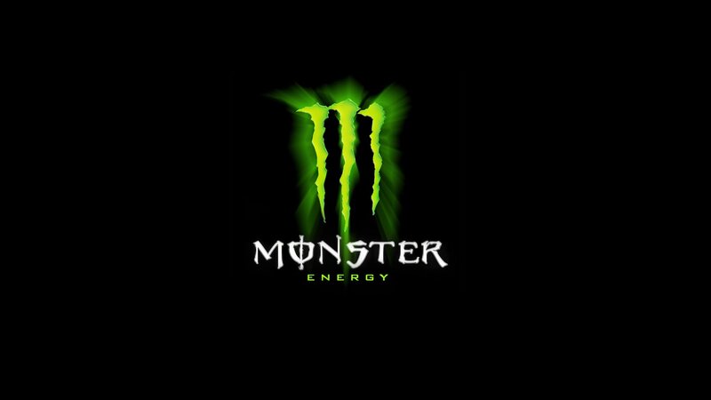 Monster Energy Logo — Black, Dark, Digital Art, Green Light