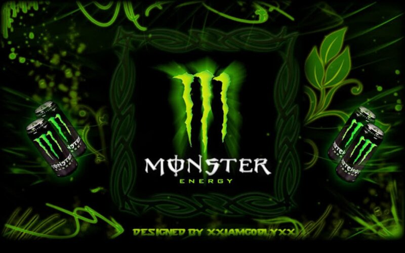 Monster Energy Logo — Black, Energetic, Digital Art, Cans