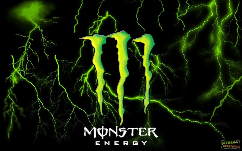 Monster Energy Logo — Black, Energetic, Digital Art, Lightning, Text