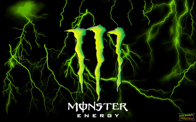 Monster Energy Logo — Black, Energetic, Digital Art, Lightning