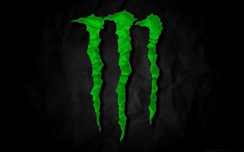 Monster Energy logo on dark background