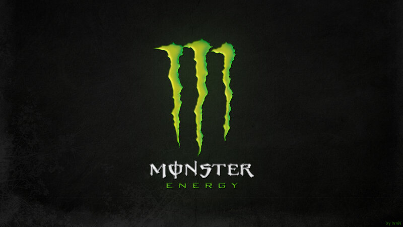 Monster Energy logo on dark background