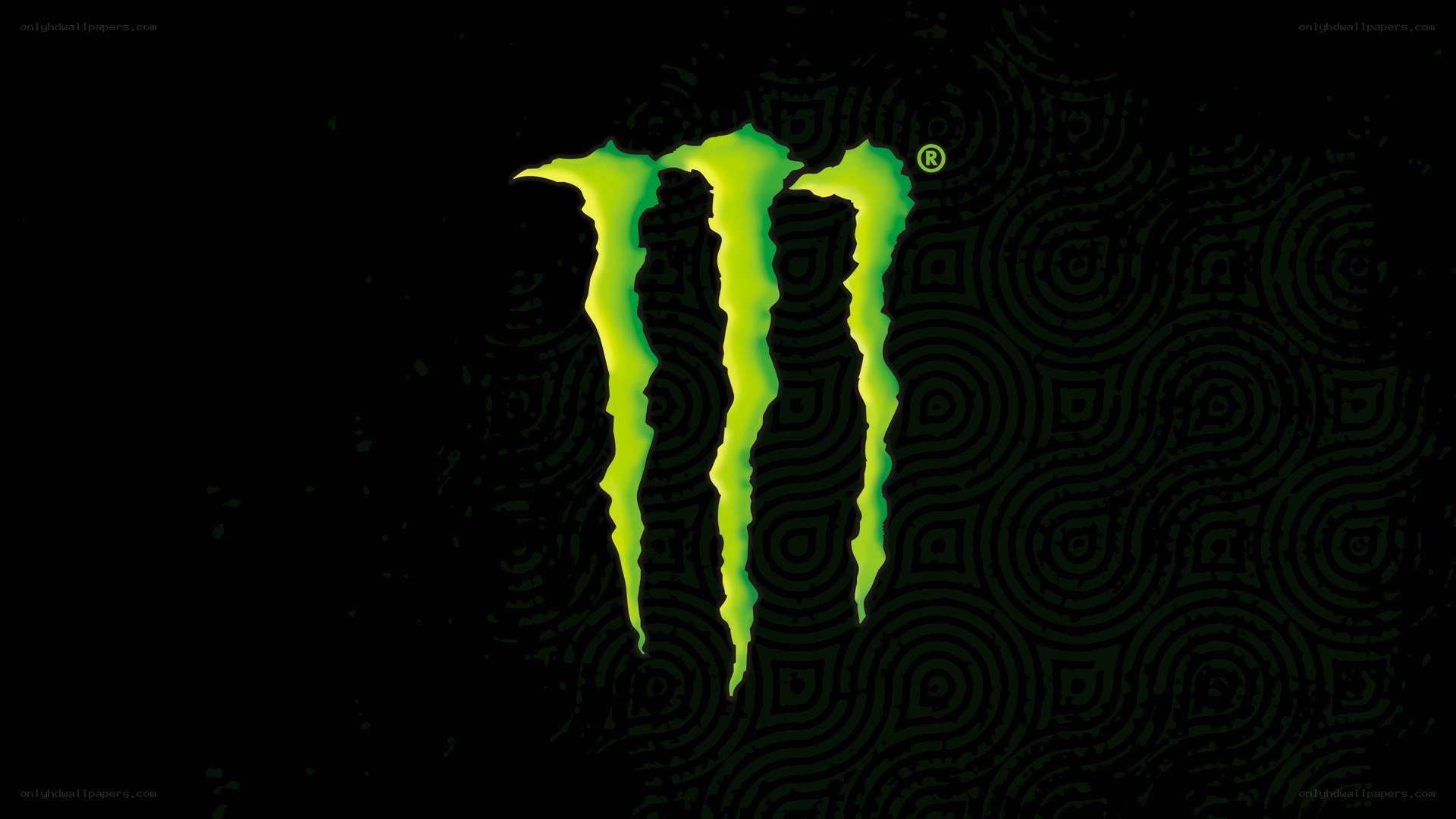 Monster Energy logo on dark background