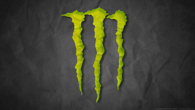 Monster Energy logo on dark background