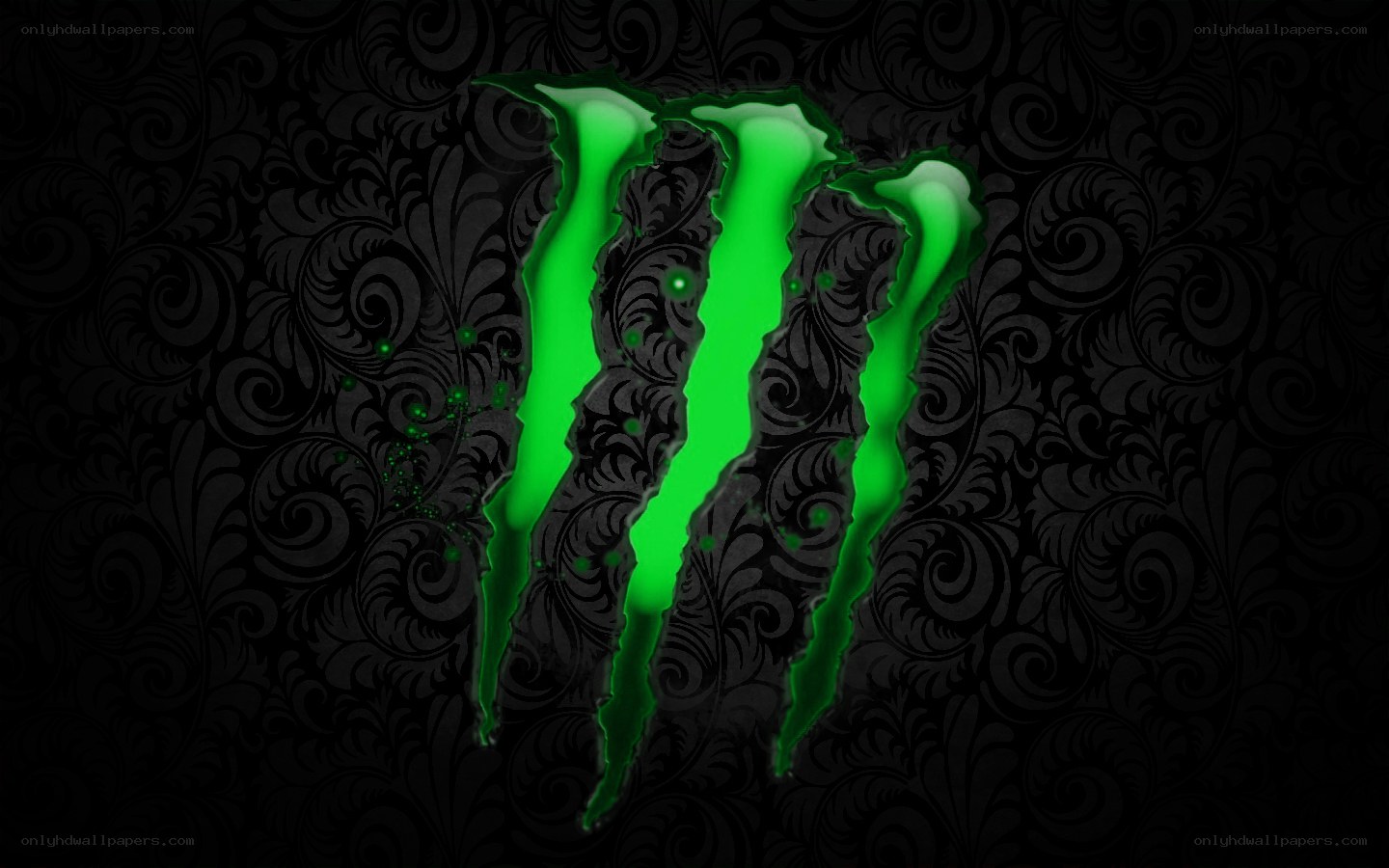 Monster Energy logo on patterned background